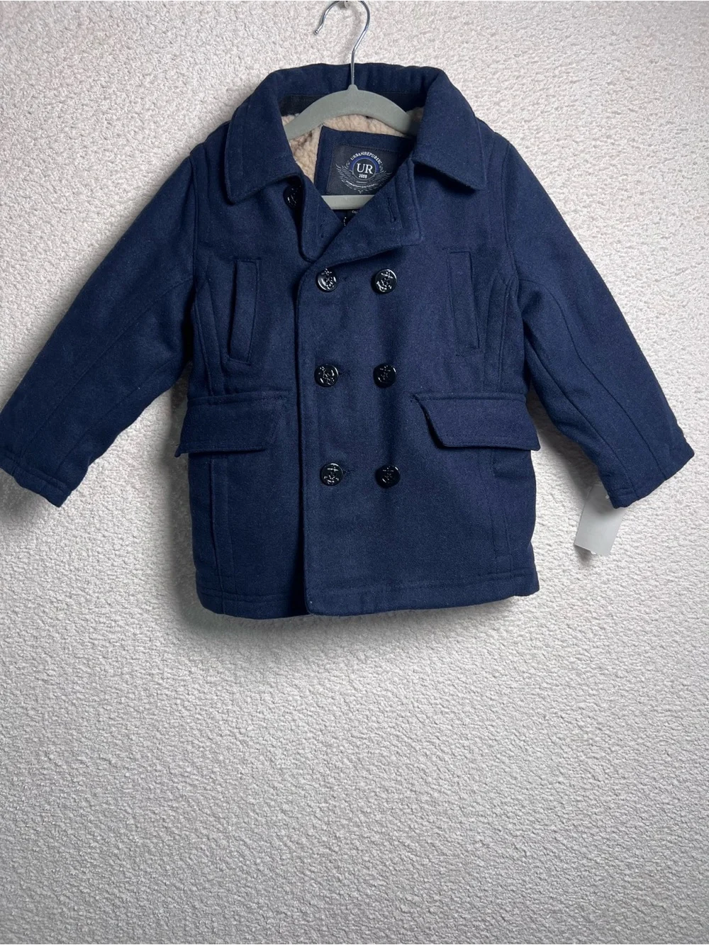 Urban Republic NWT Toddler Navy Blue Pea Coat Wool Blend Jacket‎ Size 3T